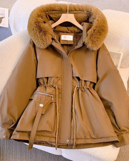 Manteau élégant pour femme Col en fausse fourrure Design de luxe