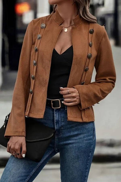 Veste ouverte tendance avec bouton et col