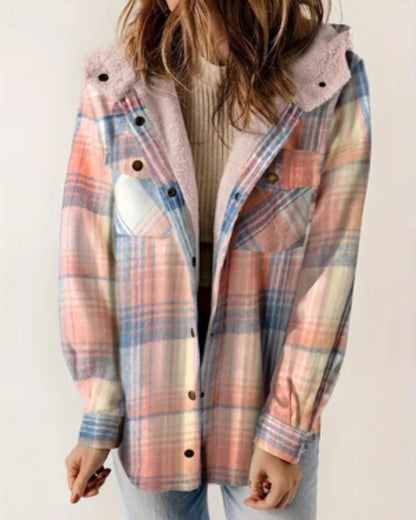 Veste Sherpa à carreaux femme