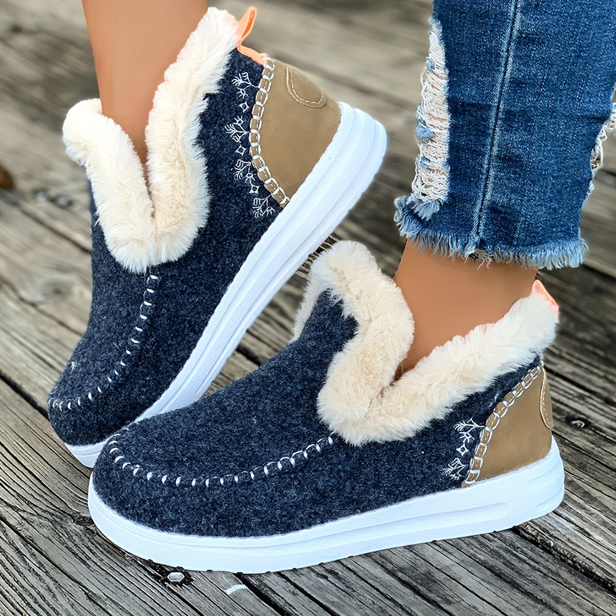 Damen Hausschuhe Fleece Weich Rutschfest - IdealeKleiden