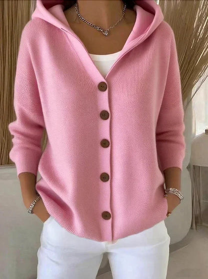 Cardigan douillet à capuche et boutons