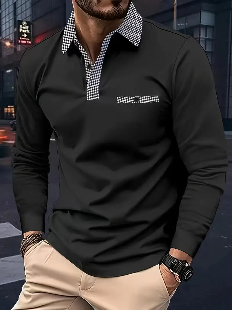 Ethan - Polo-shirt de printemps à manches longues élégant