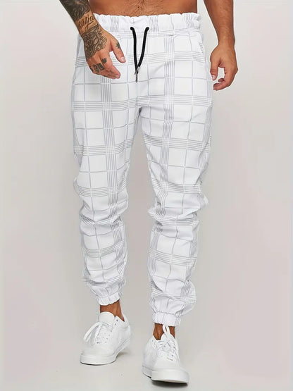Pantalon de jogging décontracté à carreaux pour homme style rétro