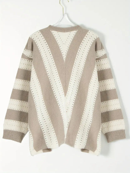 Pull rayé stylé col V femme