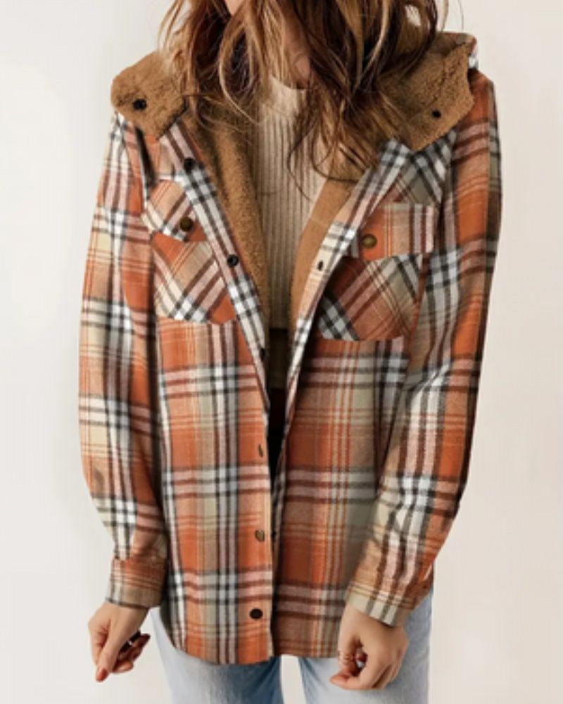 Veste Sherpa à carreaux femme