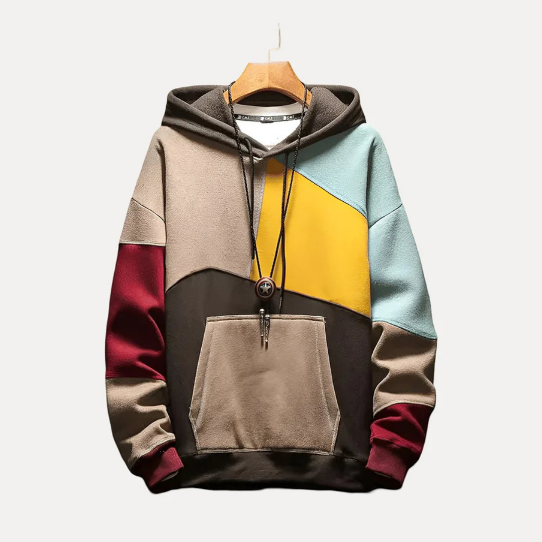 Sweat à capuche élégant pour homme avec motif tricoté et imprimé tendance