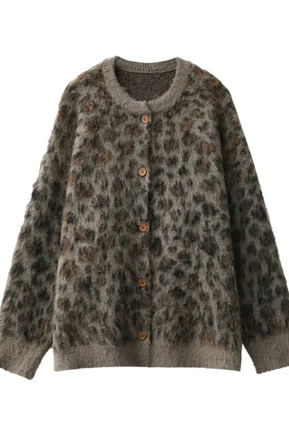 Cardigan chic à imprimé léopard, design élégant