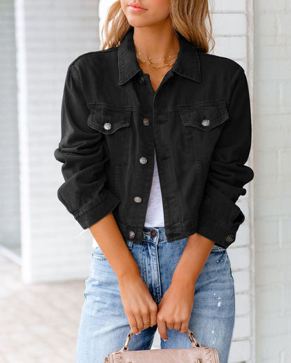 Veste en Jean Stylée Avec Boutons Et Multiples Poches