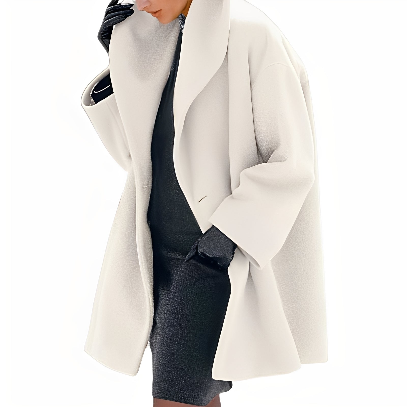 Eleganter Damen Wollmantel Weit Geschnitten - IdealeKleiden