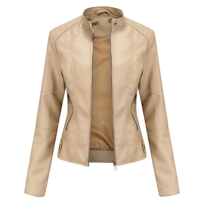 Manteau en cuir élégant pour femme, coupe ajustée