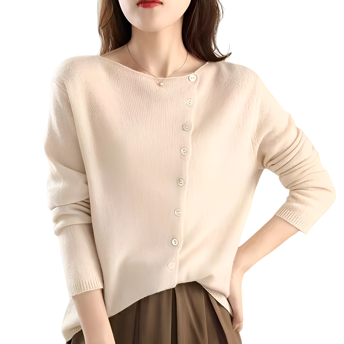 Bequeme Strickjacke Damen Wolle Langarm - IdealeKleiden