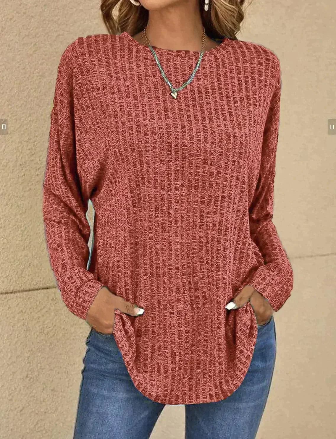 Pull-over doux tricoté pour femme, décontracté, confortable, à manches longues