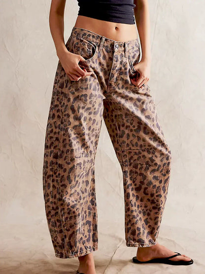 Jeans Large Coupe Imprimé Tendance pour Femme
