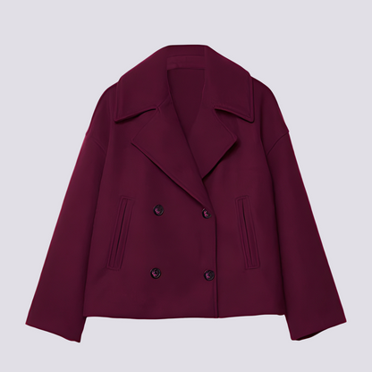 Veste en laine courte élégante pour femme avec revers