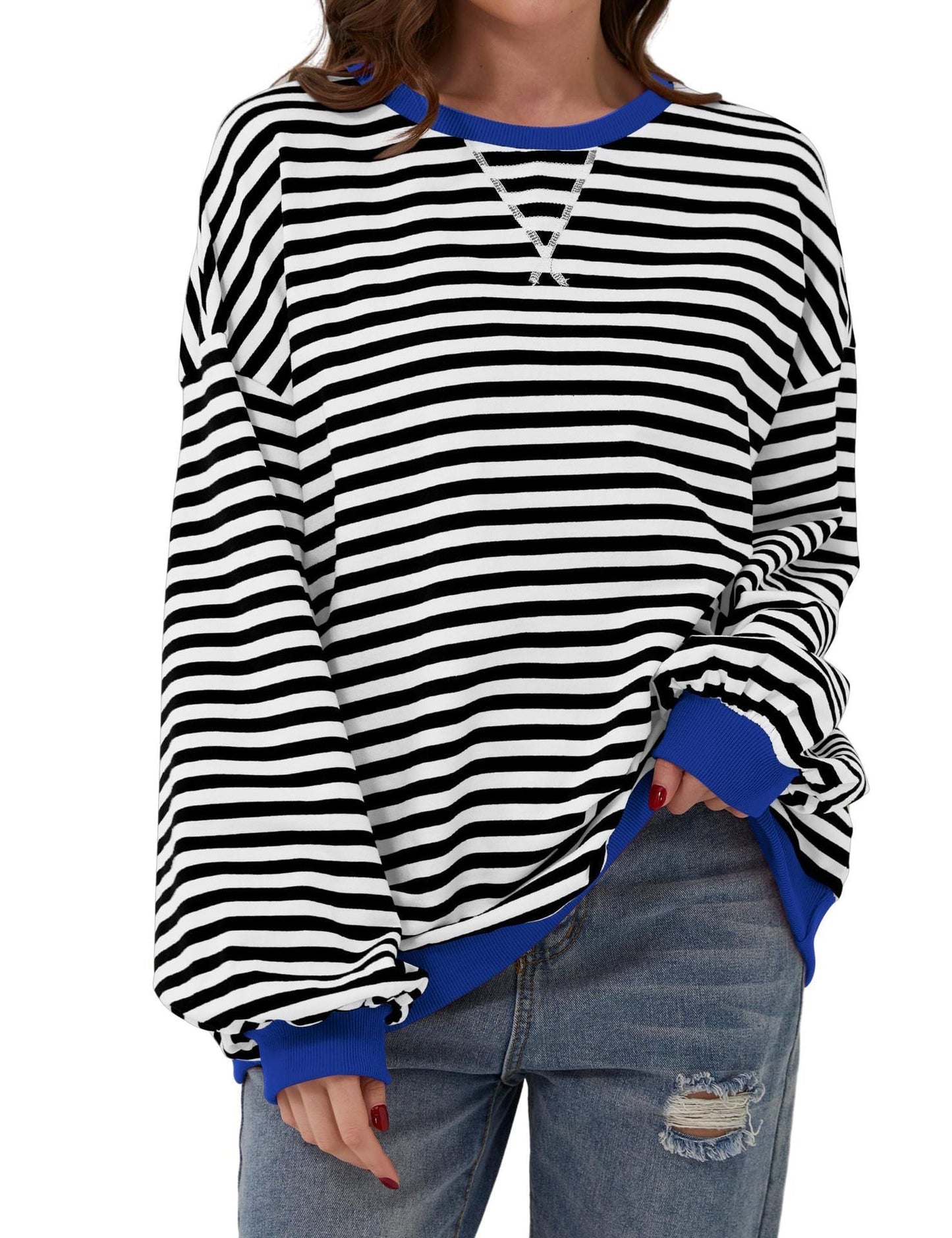 Pull rayé femme élégant décontracté