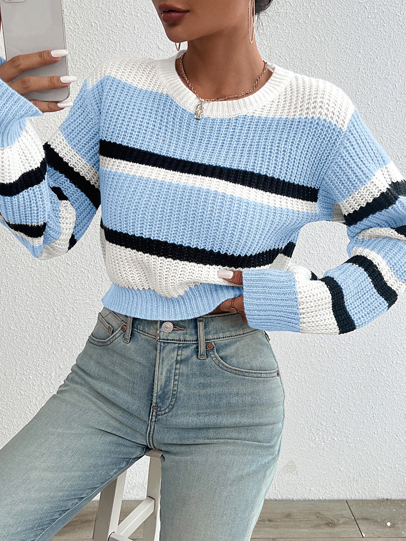 Pulls en maille douce à col rond pour femme