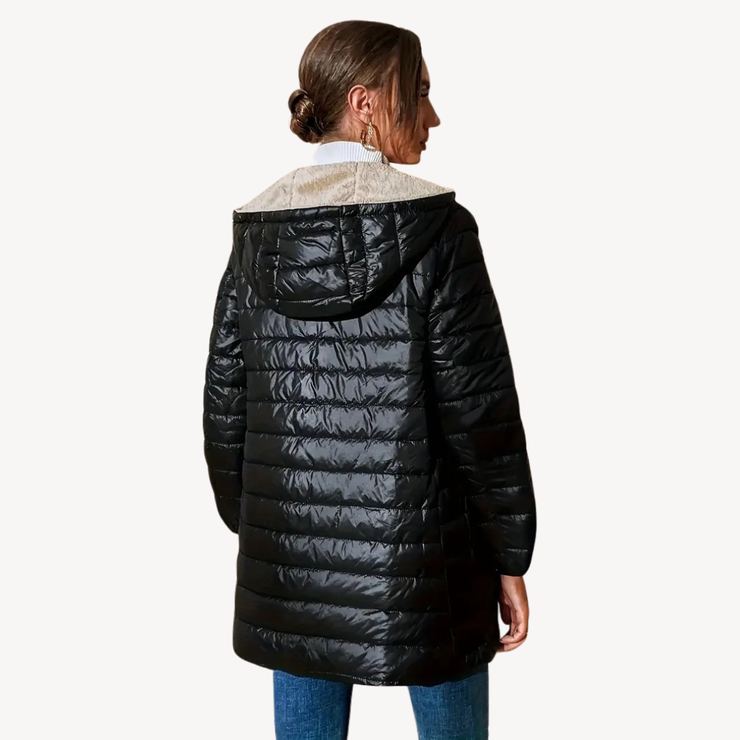 Damen Steppjacke Kunstpelz Futter Warm - IdealeKleiden