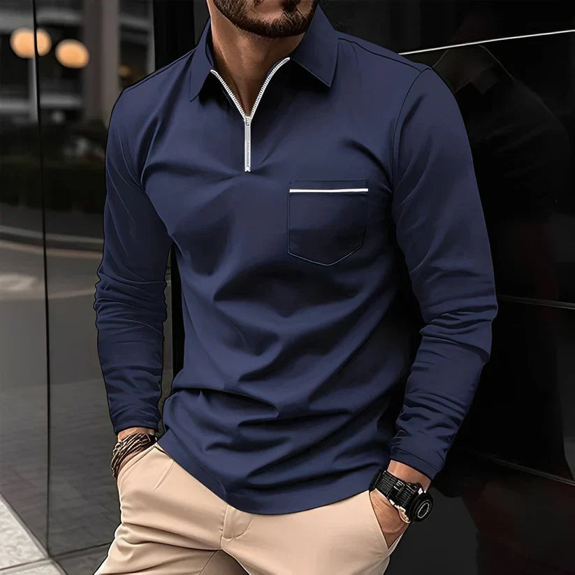 Polo manches longues zippé homme style moderne