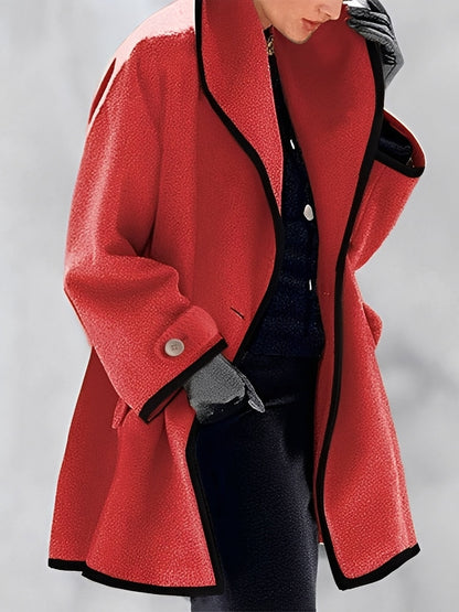 Manteau de laine élégant pour femme, coupe classique longue