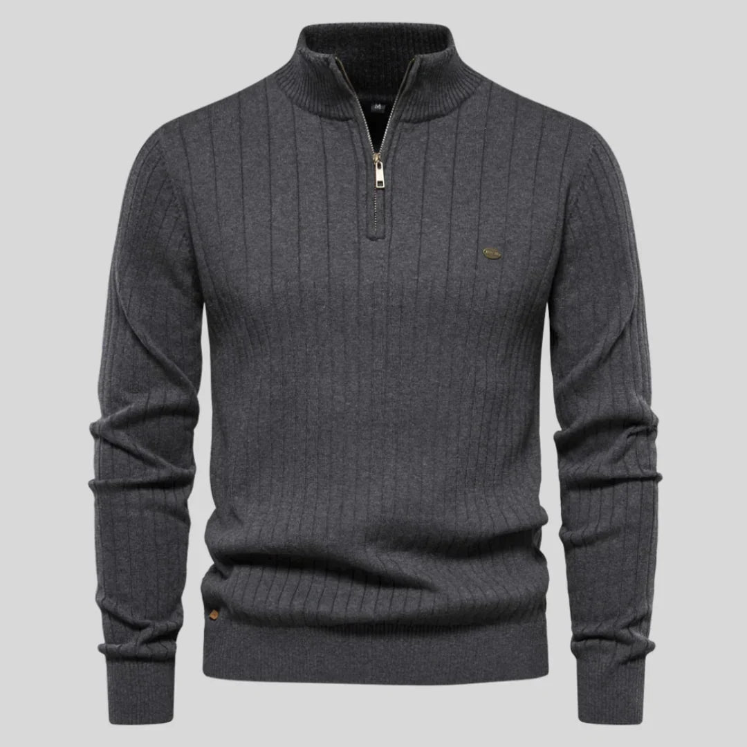 Pull en tricot pour homme Chaud Demi-fermeture éclair Édition hiver