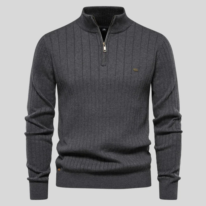 Pull en tricot pour homme Chaud Demi-fermeture éclair Édition hiver
