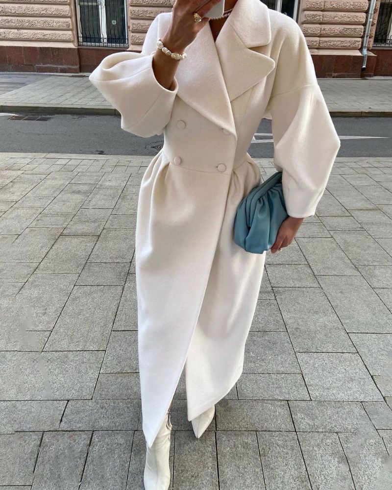 Manteau long pour femme en laine chaude