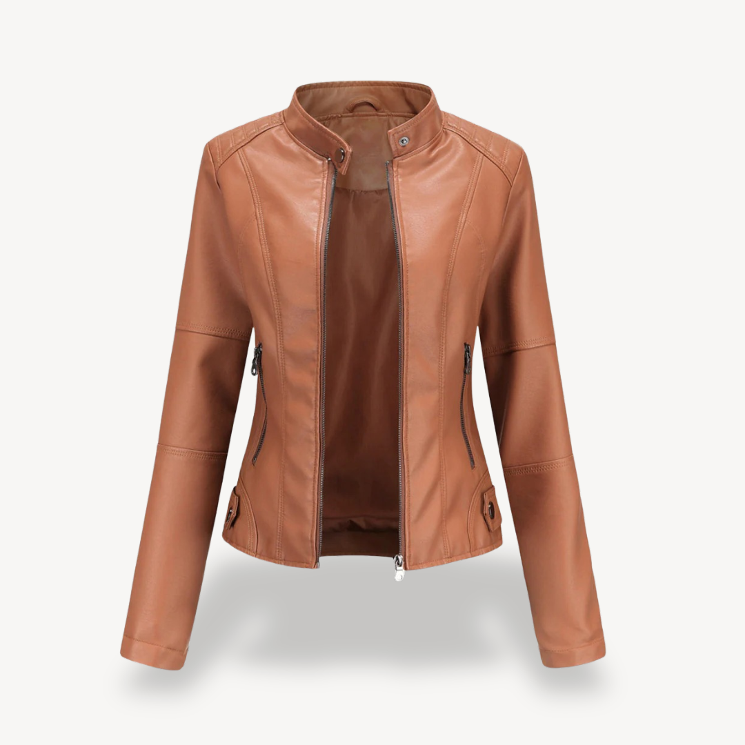 Blouson en cuir pour femme, style motard
