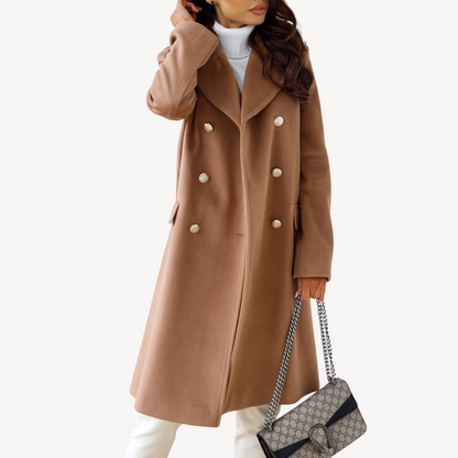 Manteau de laine pour femme élégant à double boutonnage