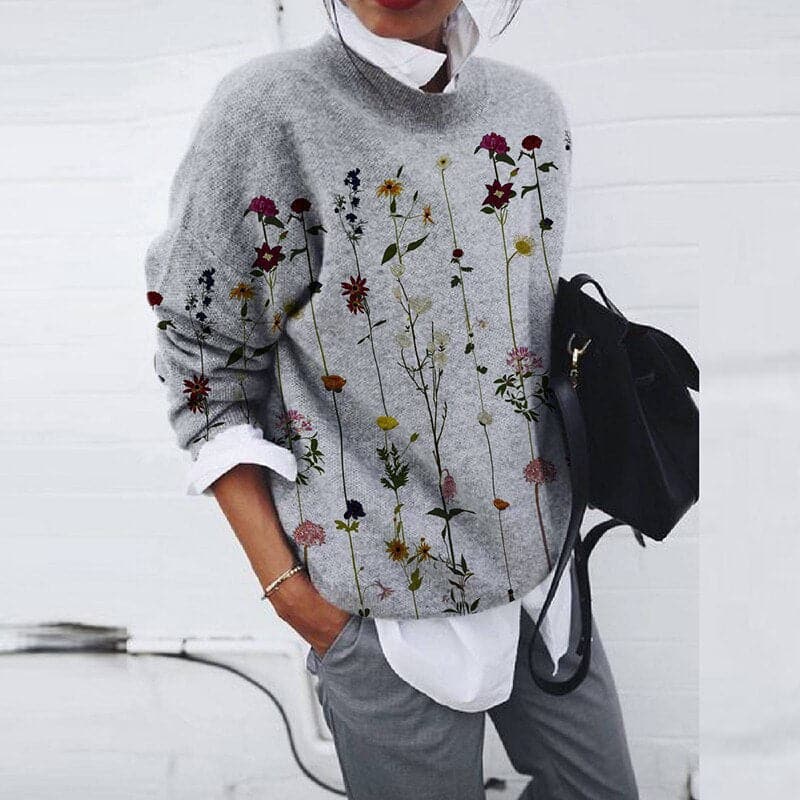 Sweat-shirt confortable avec imprimé graphique et col rond