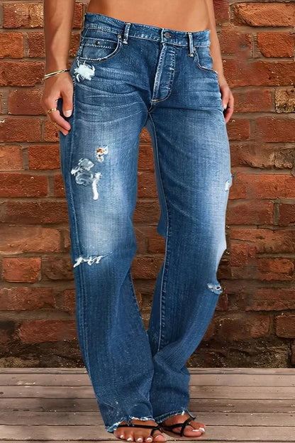 Damen Jeans Klassisch Niedriger Bund - IdealeKleiden