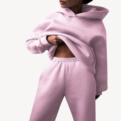 Ensemble de survêtement sportif noir à capuche pour femme