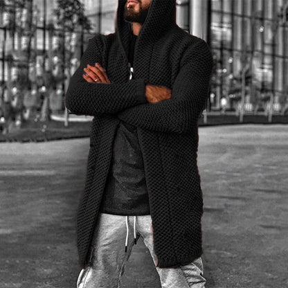 Gilet tricoté à capuche chaud pour hommes