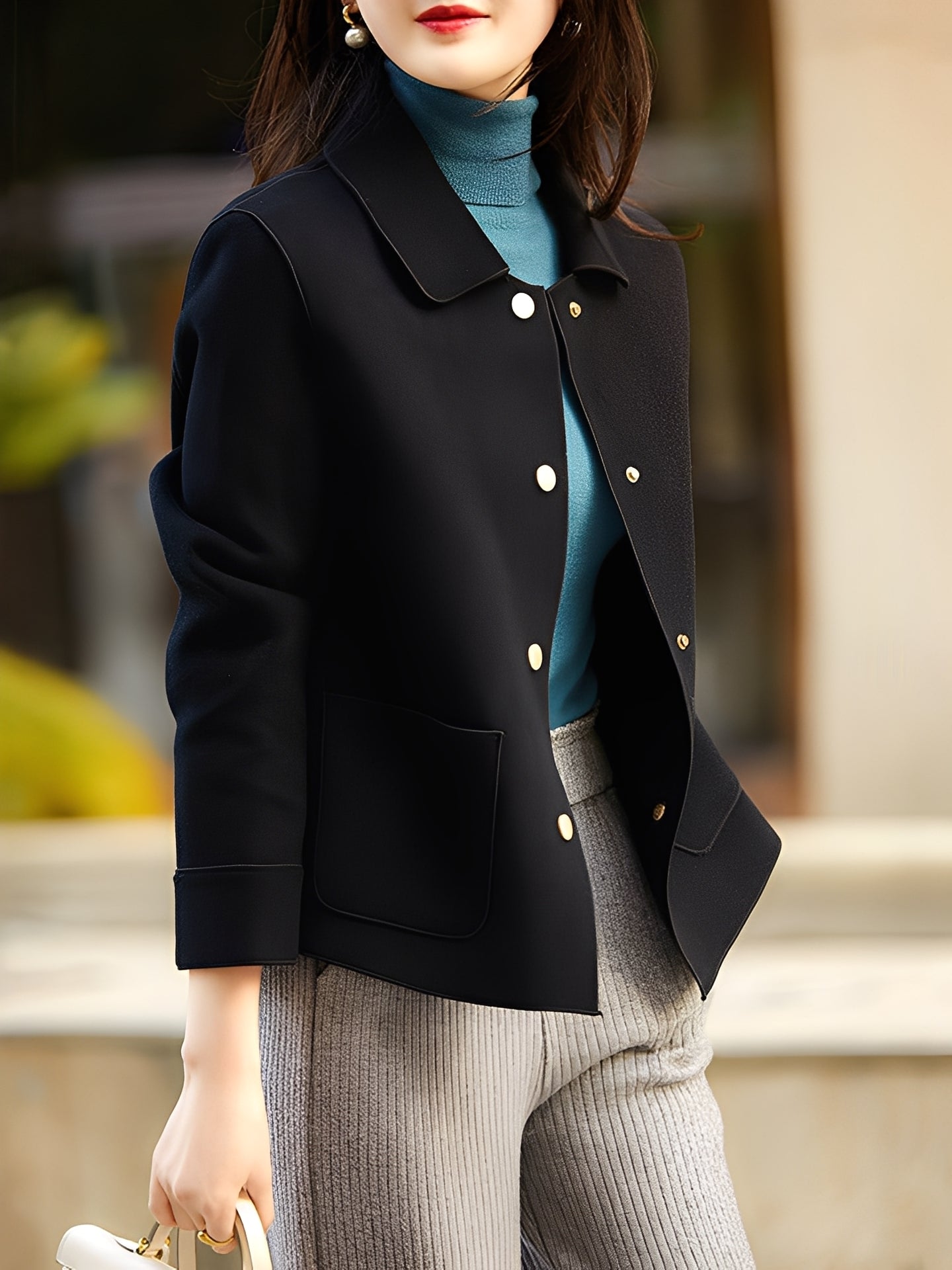 Élégante veste d'hiver pour femme avec boutons
