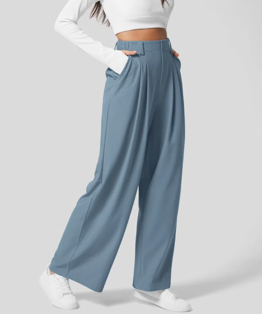 Pantalon femme élégant coupe large sur mesure