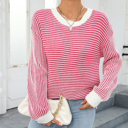 Pull en maille stylé rayé décontracté