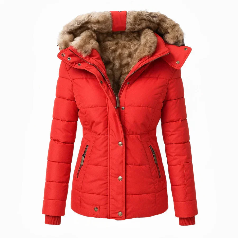 Manteau d'hiver pour femme avec doublure en fourrure