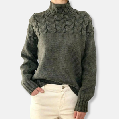 Laine Pull Tricot Col montant confortable Motif torsadé