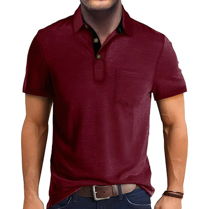 Polo rétro pour homme à manches courtes décontracté