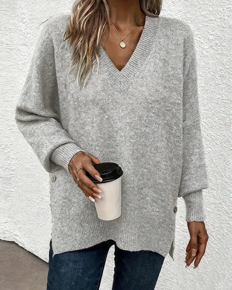 Robe élégante col en V bavette