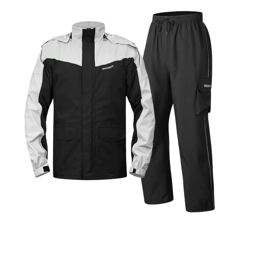 Veste de pluie moto pour homme, imperméable, noir réfléchissant