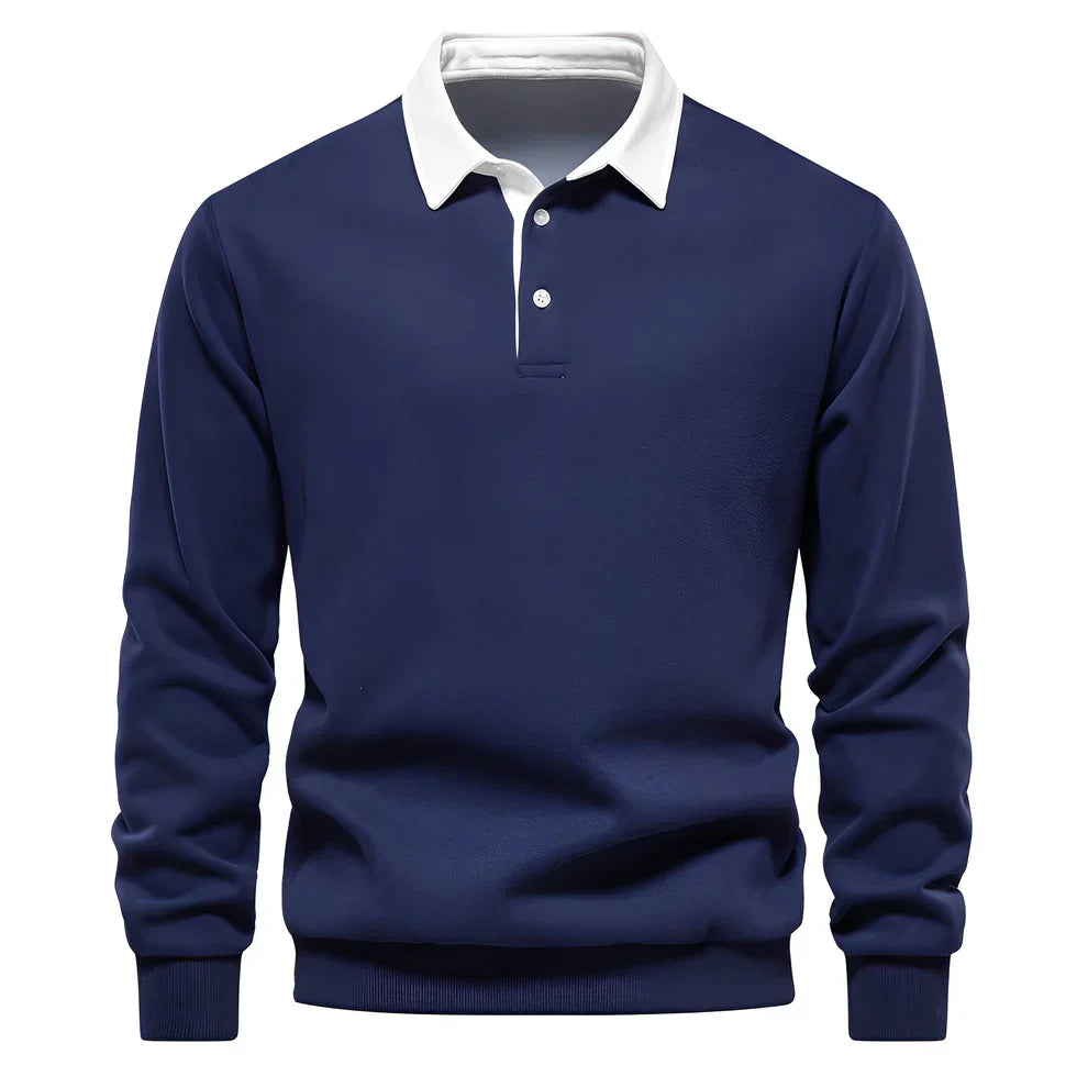 Polo pour homme décontracté manches longues léger