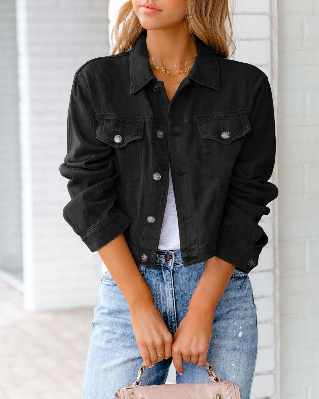 Veste en jean tendance pour femme avec poches