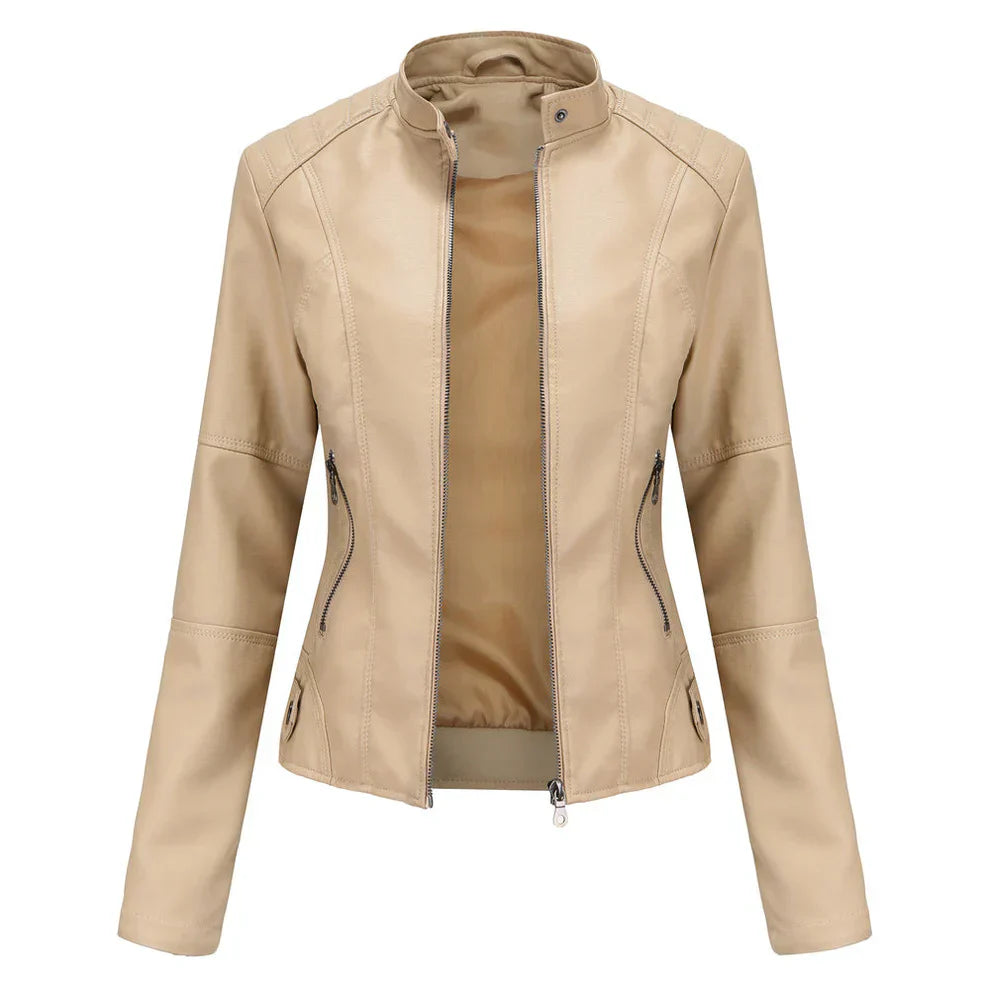 Veste en cuir femme coupe cintrée élégante