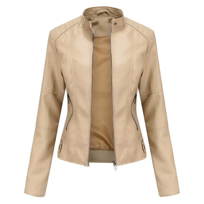 Veste en cuir femme coupe cintrée élégante