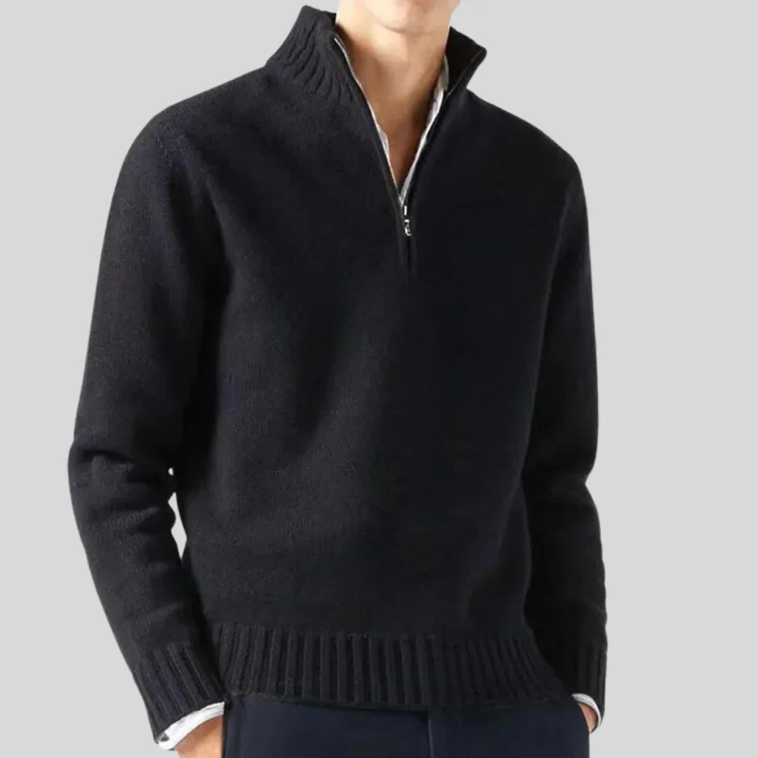 Pull de luxe pour homme à demi-fermeture éclair