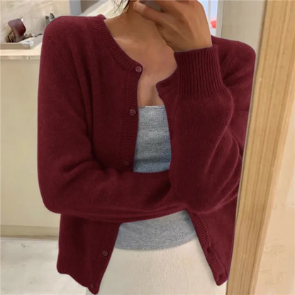 Cardigan col rond élégant à manches longues pour femme