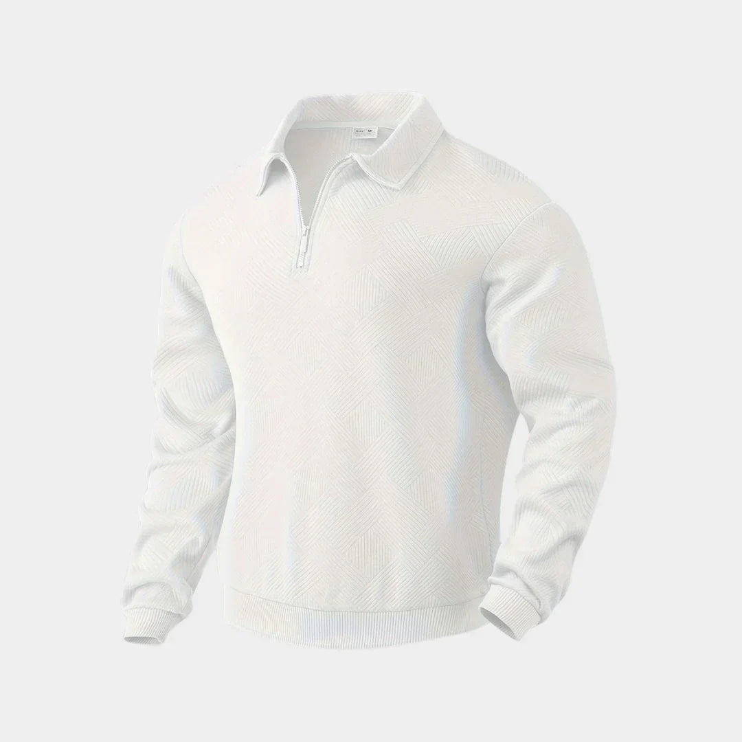 Pull-over homme demi-zip col montant moderne