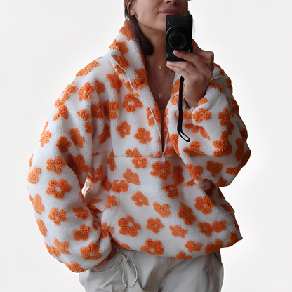 Pull Sherpa fleuri tendance pour femmes