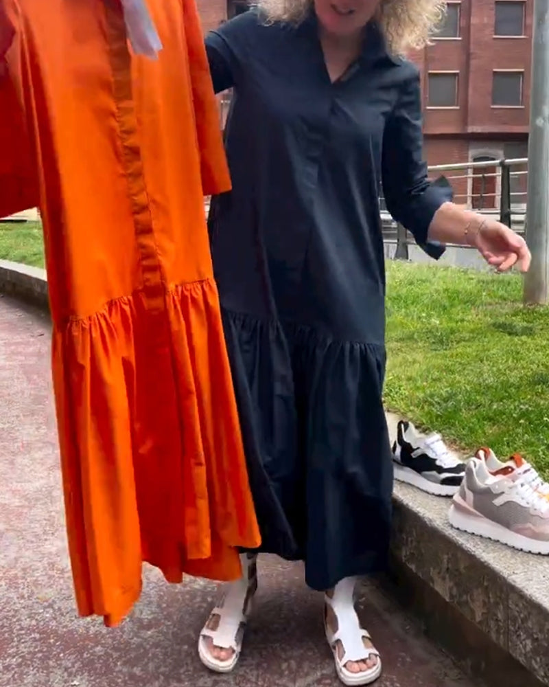 Robe élégante à manches longues unie pour femme