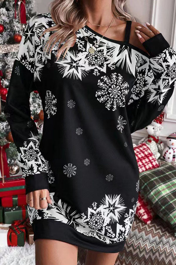 Robe sweat flocons de neige de Noël Coupe décontractée